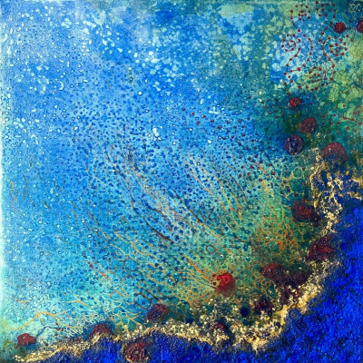 Coral birth, 2024, Mischtechnik auf Leinwand, 30x30cm