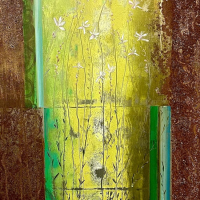 2025 Gaura, mixed media auf Eisen, 70x 50 cm, Privatbesitz