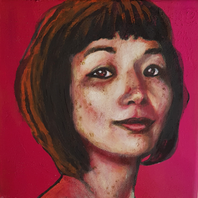 face me 1, 2021, Acryl auf Leinwand, 20x 20 cm